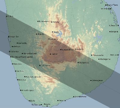 Map of the eclipse path across Sri Lanka on 11/10/2664