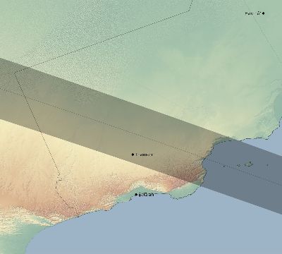 Map of the eclipse path across Oman on 11/10/2664