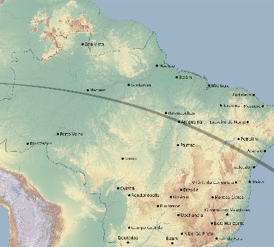 Map of the eclipse path across Brazil on 09/10/2667