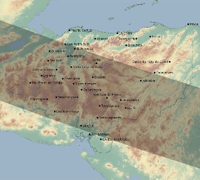 Map of the eclipse path across Honduras on 08/29/2668