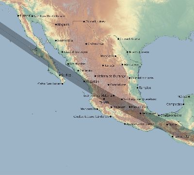 Map of the eclipse path across Mexico on 08/29/2668