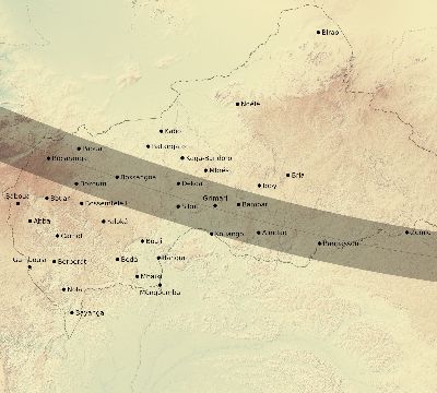 Map of the eclipse path across Central African Republic on 01/03/2671