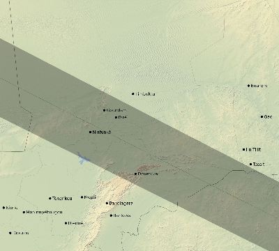 Map of the eclipse path across Mali on 01/03/2671