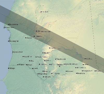 Map of the eclipse path across Mauritania on 01/03/2671