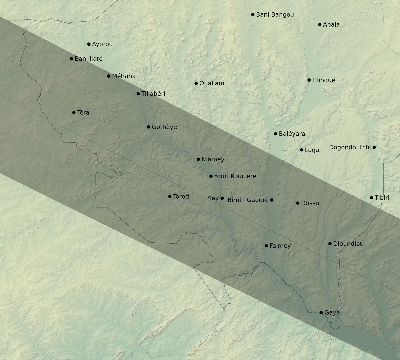 Map of the eclipse path across Niger on 01/03/2671