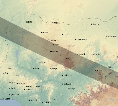 Map of the eclipse path across Nigeria on 01/03/2671