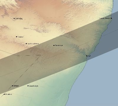 Map of the eclipse path across Somalia on 01/03/2671