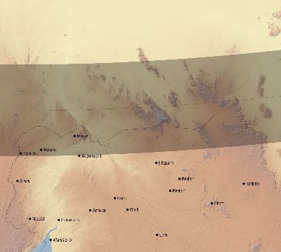 Map of the eclipse path across Uganda on 01/03/2671