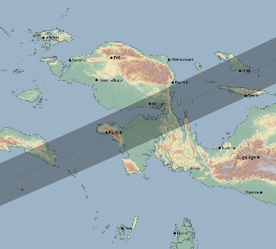 Map of the eclipse path across Indonesia on 06/28/2671