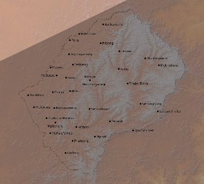 Map of the eclipse path across Lesotho on 12/23/2671