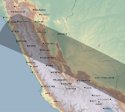 Map of the eclipse path across Peru on 12/23/2671