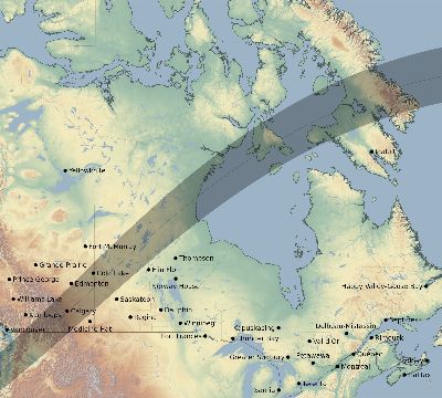 Map of the eclipse path across Canada on 06/17/2672