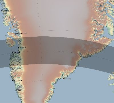 Map of the eclipse path across Greenland on 06/17/2672
