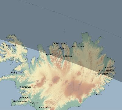 Map of the eclipse path across Iceland on 06/17/2672