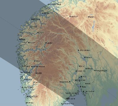 Map of the eclipse path across Norway on 06/17/2672