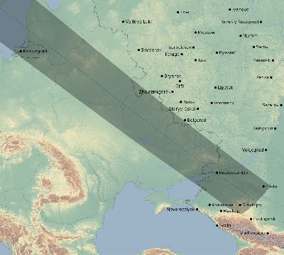 Map of the eclipse path across Russia on 06/17/2672