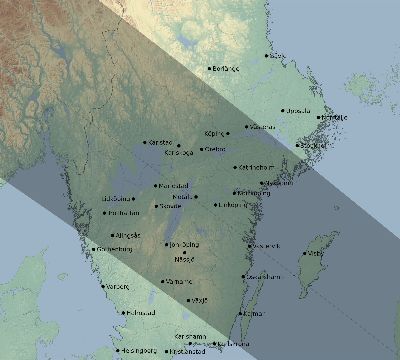 Map of the eclipse path across Sweden on 06/17/2672