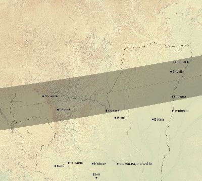 Map of the eclipse path across Republic of the Congo on 10/21/2674