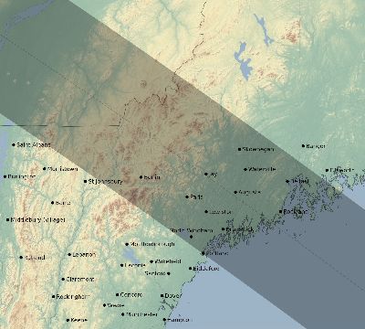 Map of the eclipse path across United States on 10/21/2674