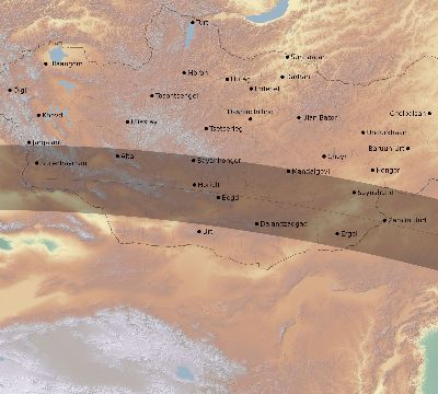 Map of the eclipse path across Mongolia on 04/17/2675