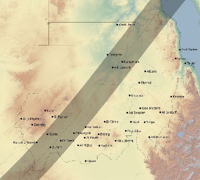 Map of the eclipse path across Sudan on 04/17/2675