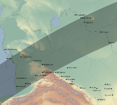 Map of the eclipse path across Turkmenistan on 04/17/2675