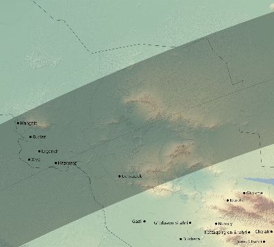 Map of the eclipse path across Uzbekistan on 04/17/2675