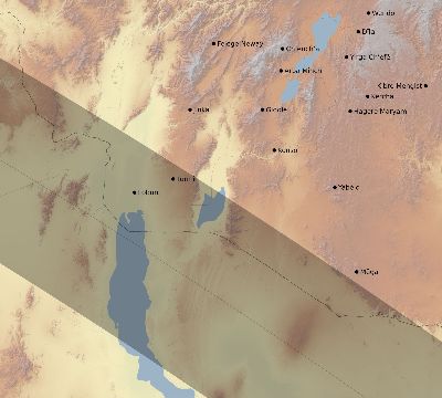Map of the eclipse path across Ethiopia on 10/11/2675