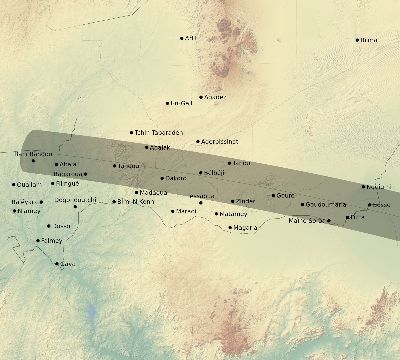 Map of the eclipse path across Niger on 10/11/2675