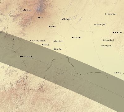 Map of the eclipse path across Sudan on 10/11/2675