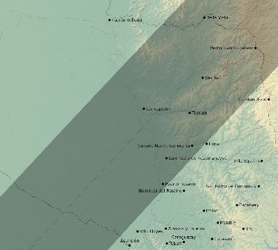 Map of the eclipse path across Paraguay on 02/13/2678