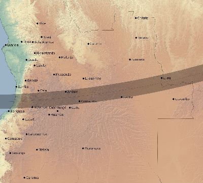 Map of the eclipse path across Angola on 02/03/2679