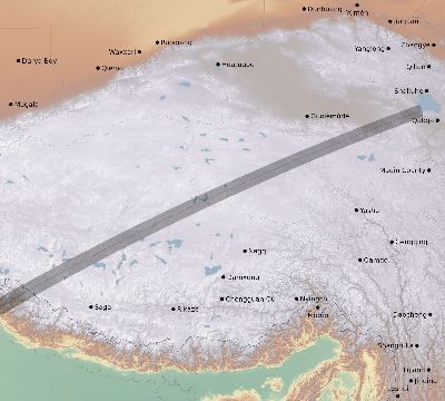 Map of the eclipse path across China on 02/03/2679