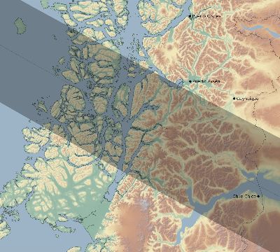 Map of the eclipse path across Chile on 07/29/2679