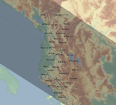 Map of the eclipse path across Albania on 06/08/2681