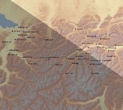 Map of the eclipse path across Austria on 06/08/2681
