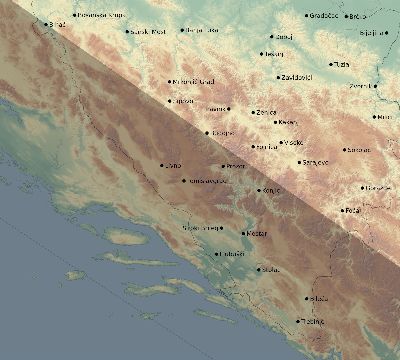 Map of the eclipse path across Bosnia and Herzegovina on 06/08/2681