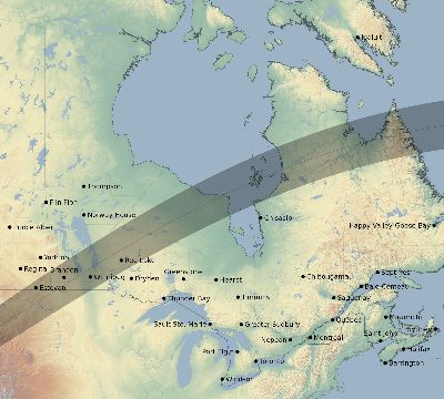 Map of the eclipse path across Canada on 06/08/2681