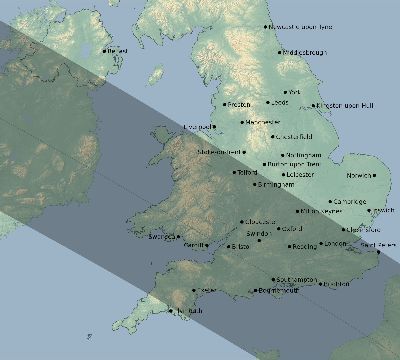 Map of the eclipse path across United Kingdom on 06/08/2681