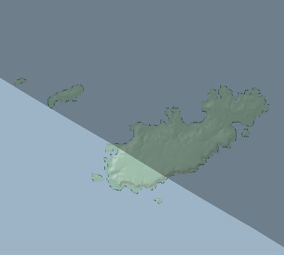 Map of the eclipse path across Guernsey on 06/08/2681