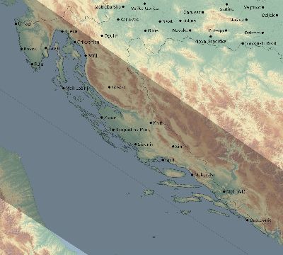 Map of the eclipse path across Croatia on 06/08/2681
