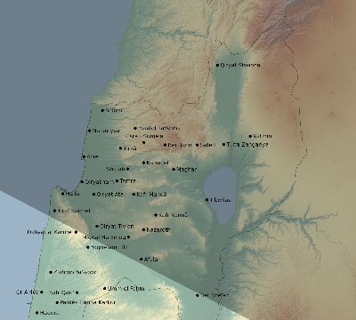 Map of the eclipse path across Israel on 06/08/2681