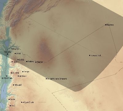 Map of the eclipse path across Jordan on 06/08/2681
