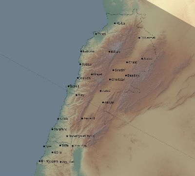 Map of the eclipse path across Lebanon on 06/08/2681