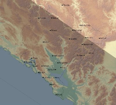 Map of the eclipse path across Montenegro on 06/08/2681