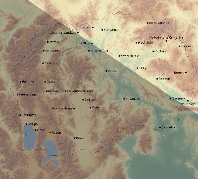 Map of the eclipse path across North Macedonia on 06/08/2681