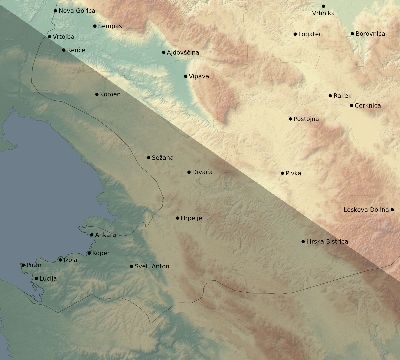 Map of the eclipse path across Slovenia on 06/08/2681