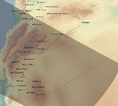 Map of the eclipse path across Syria on 06/08/2681
