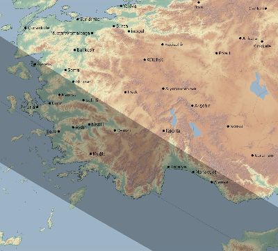 Map of the eclipse path across Turkey on 06/08/2681