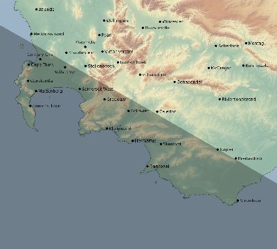 Map of the eclipse path across South Africa on 12/02/2681